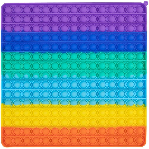 Fidget Popper Stress Reliever Toys for Autism ADHD Rainbow Square Rainbow Square 225 Bubbles 11.8 Inch Pop Bubble Sensory Fidget Toy for Kids and Adults Big Size Push Pop Pop Bubble Fidget Toy 